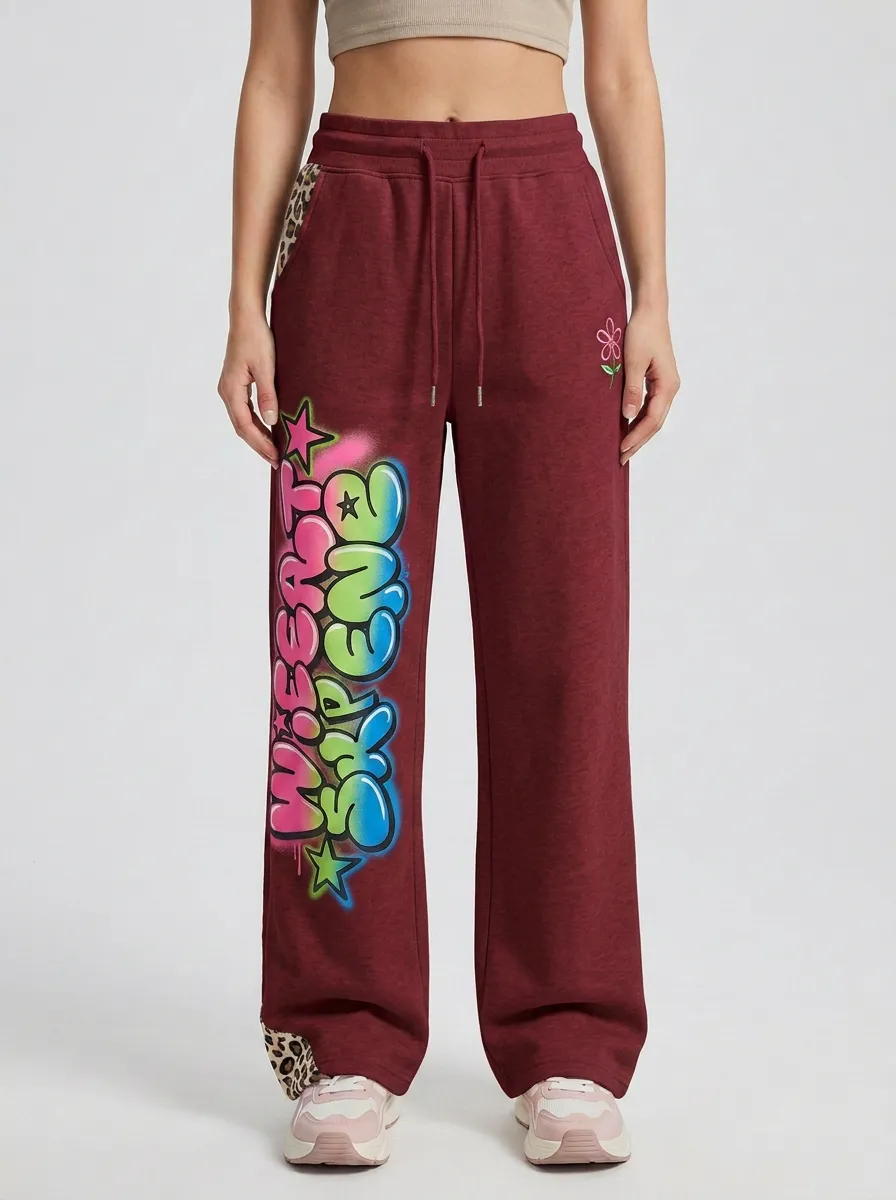 Women's Streetwear Graffiti Leopard Print Printed Sweatpants