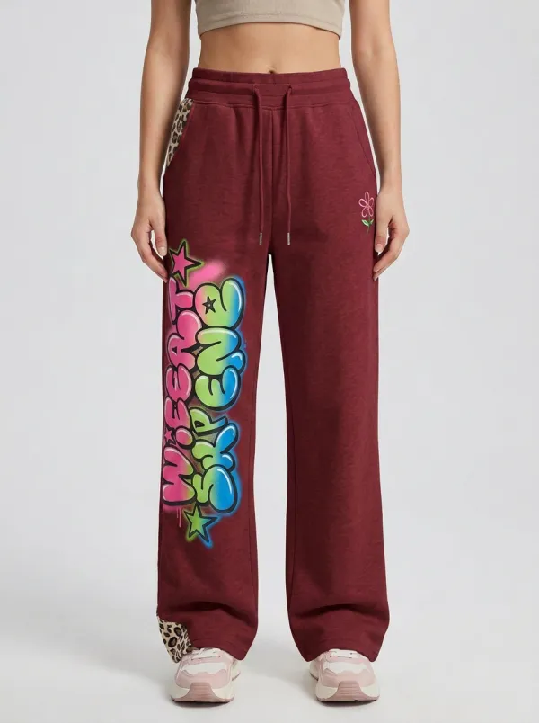 Women's Streetwear Graffiti Leopard Print Printed Sweatpants