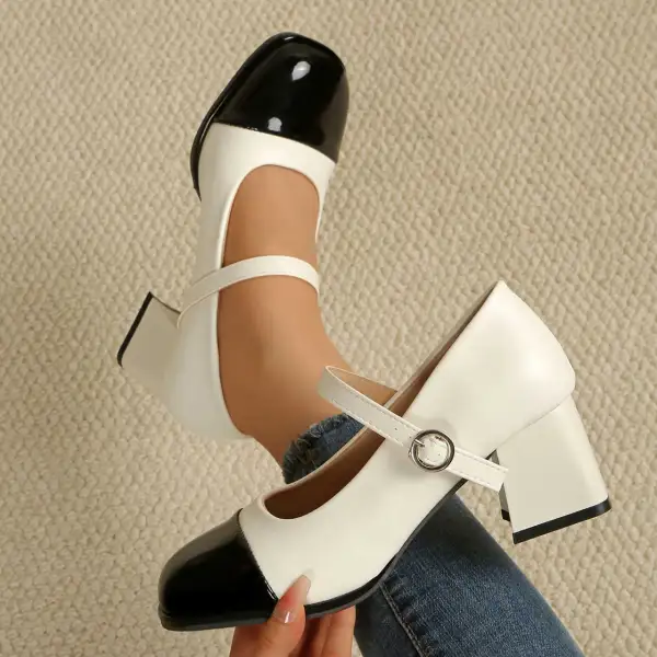Flexible Strap Low Heel Shoes