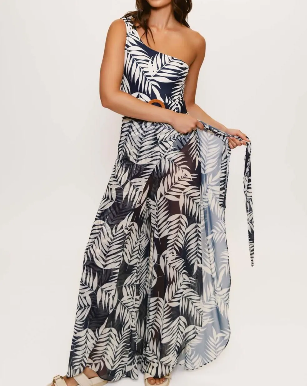 Tropical Mesh Beach Cover Up
