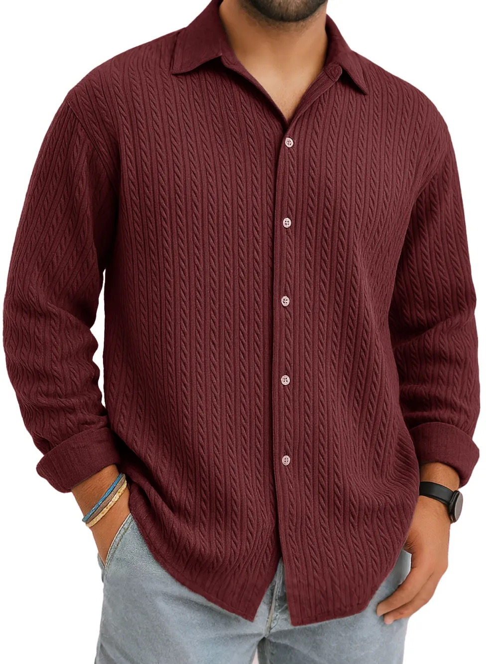 Jacquard Camp Collar Shirt