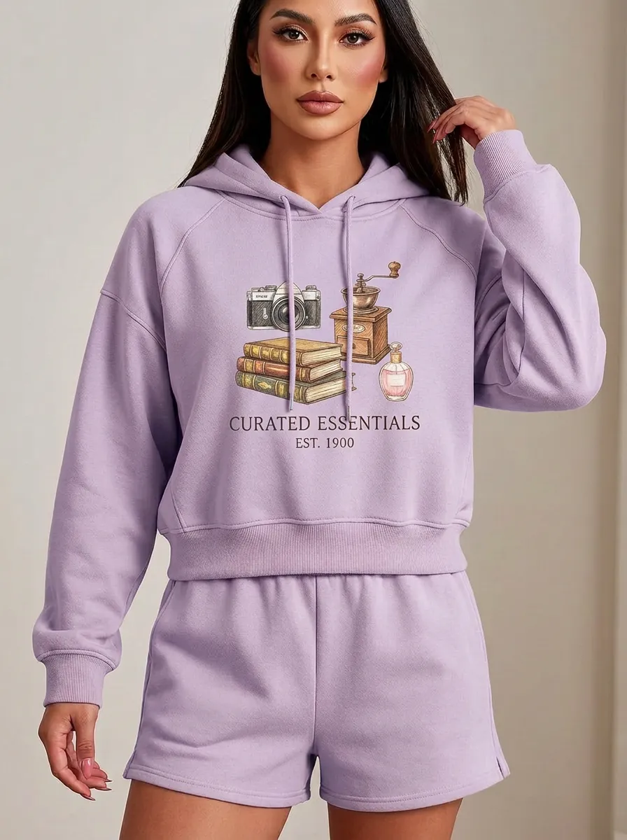 Women's Vintage Camera Book Coffee Graphic Hoodie