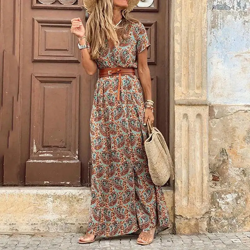 Women's Belted Boho Dress