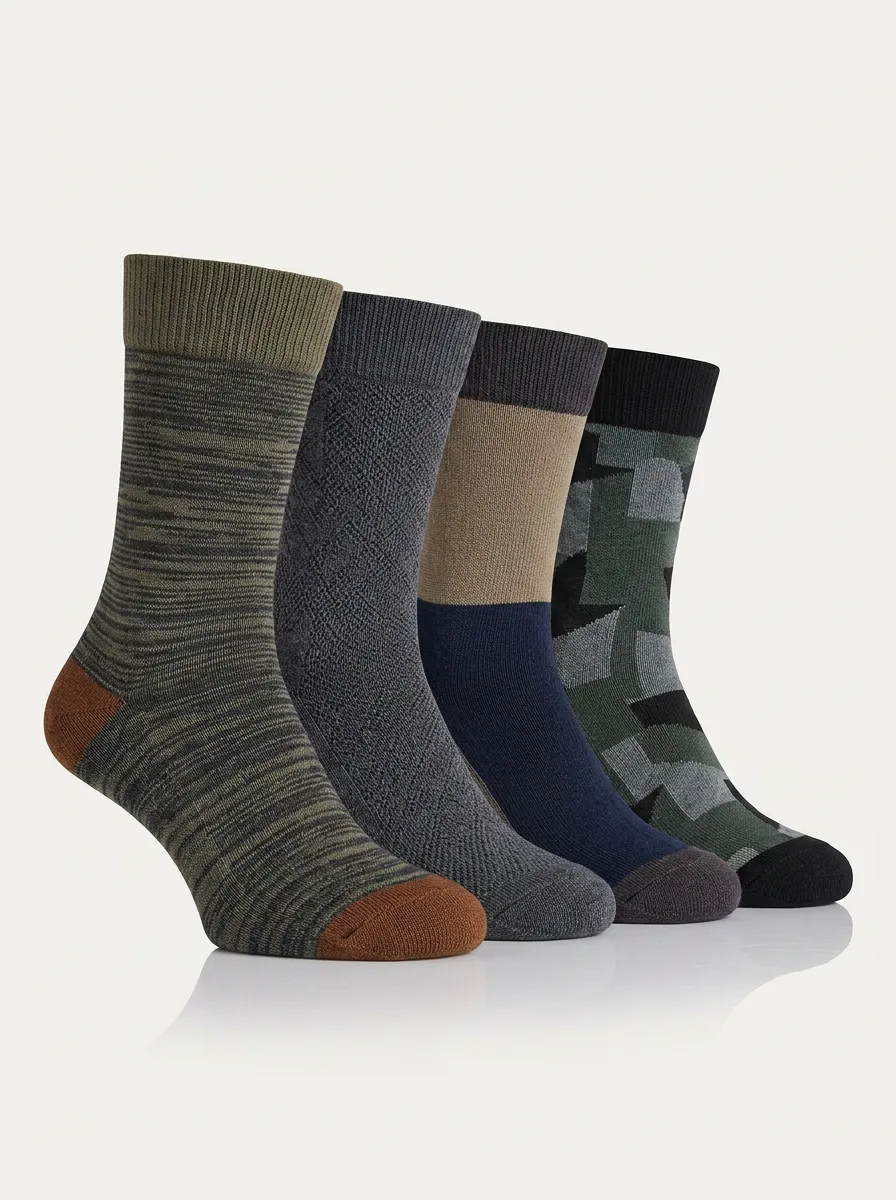 Casual Geometric Men's Four-Pair Long Socks