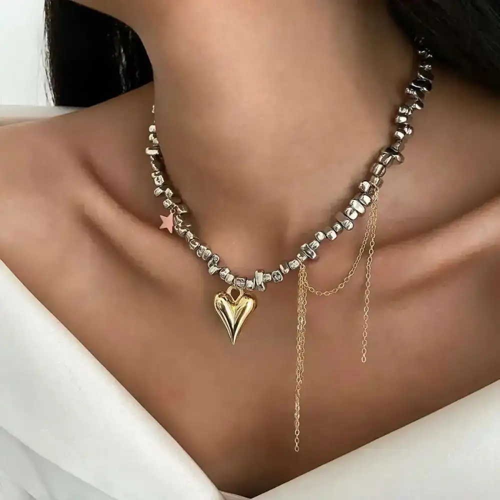 Pleated Heart Necklace