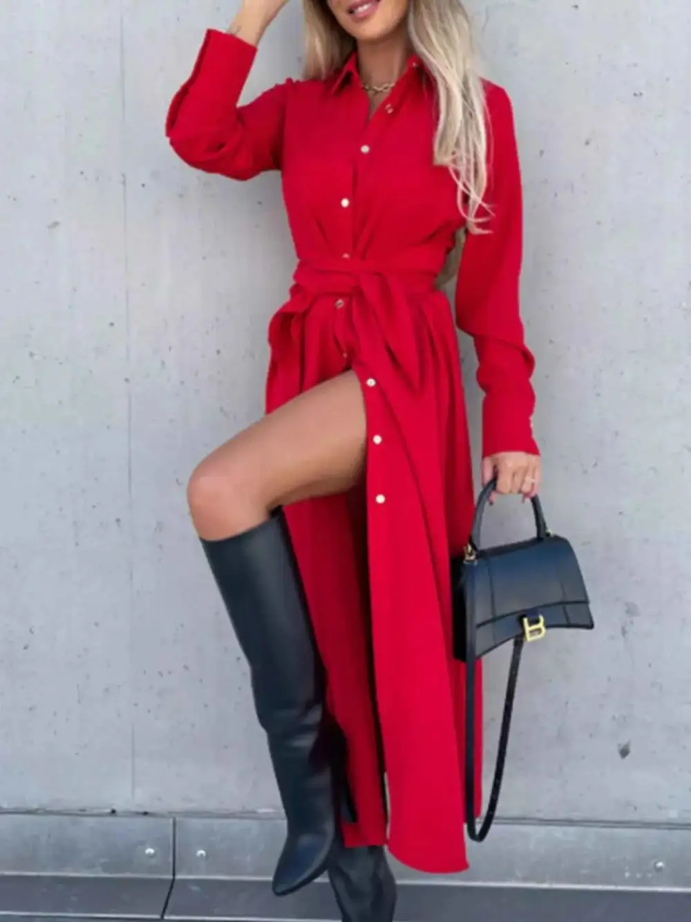 Plus Size Button Front Shirt Dress