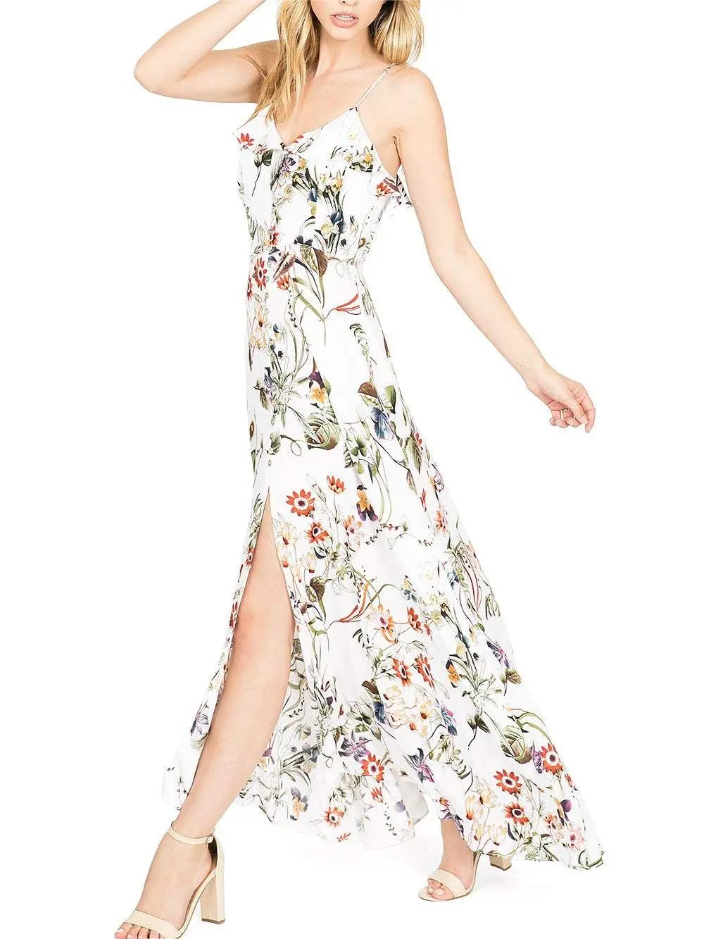 Slit Floral Maxi Dress