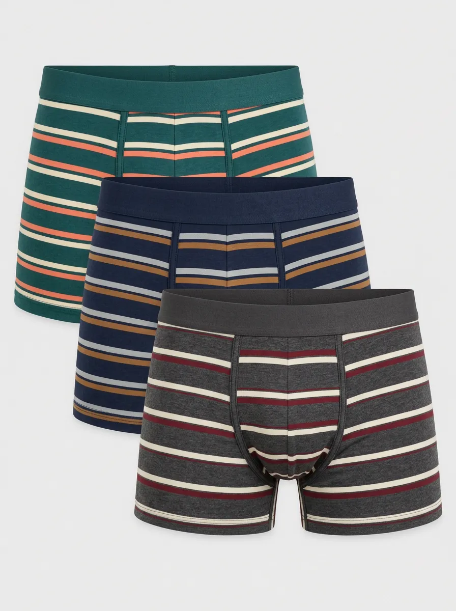 Men's Multi-Color Striped Knit Boxer Briefs 3-Pack