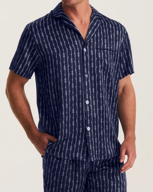 Nautical Knot Silk Pajama Short Set