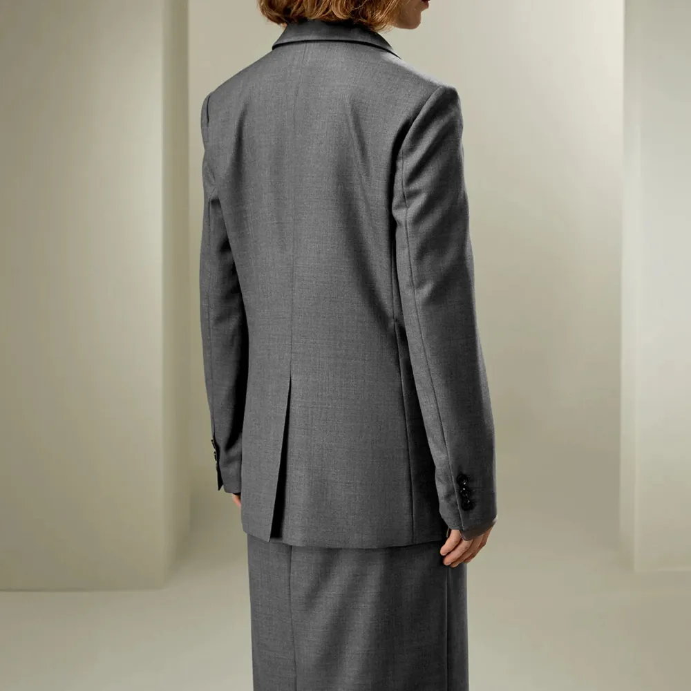 Wool Silk Double Breasted Blazer