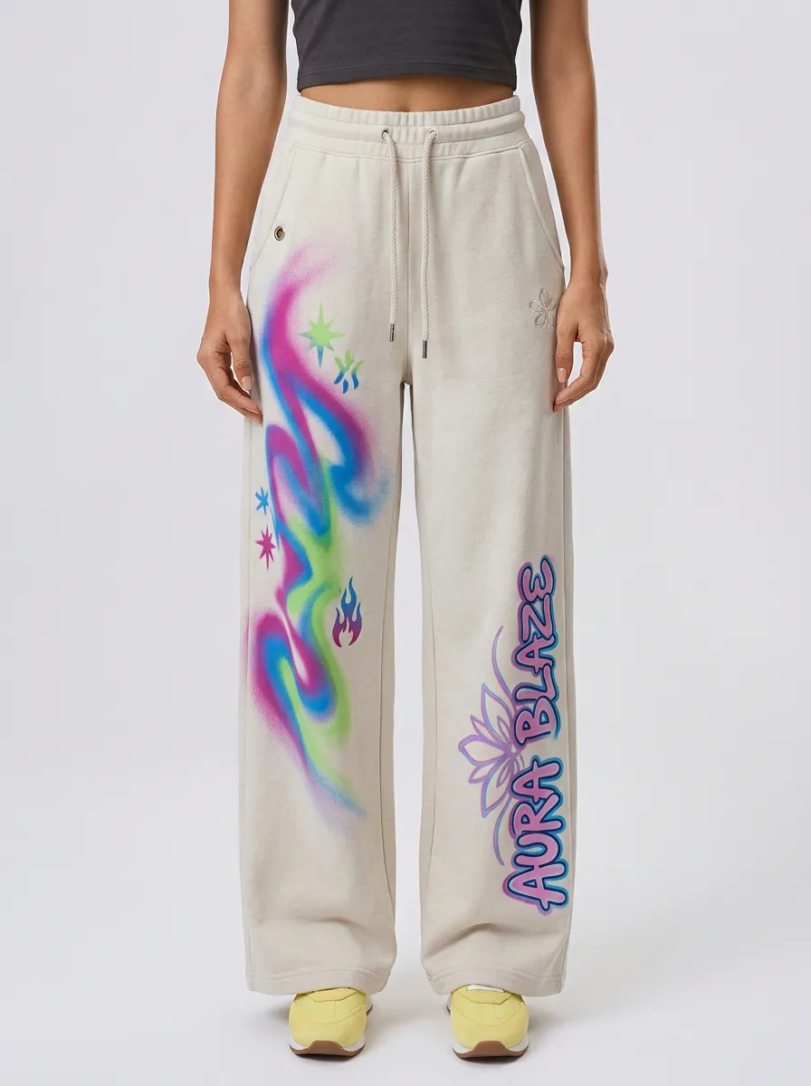 Women's Streetwear Aura Blaze Star Flame Printed Sweatpants