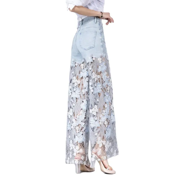 Modern Rhinestone Detail Denim Jeans