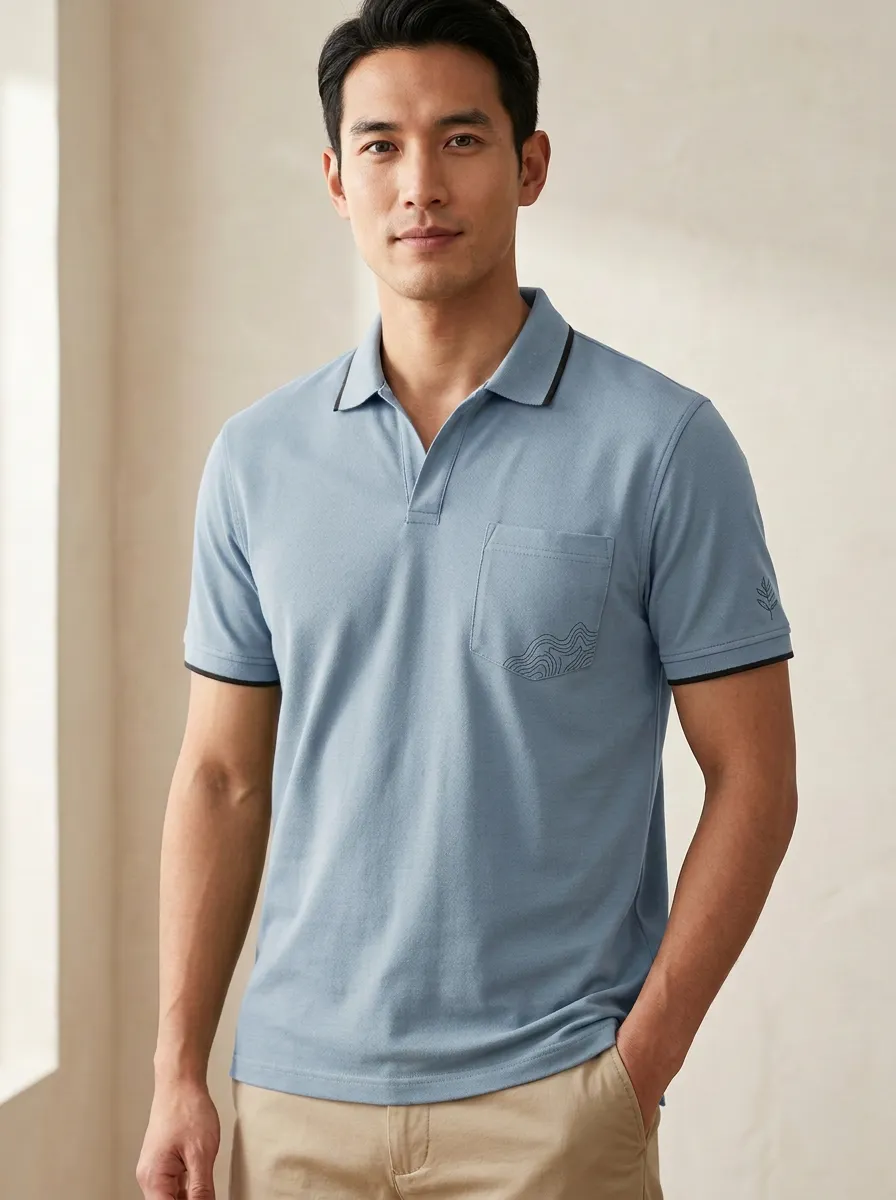 Outdoor-Inspired Topographic Men's Polo Shirt