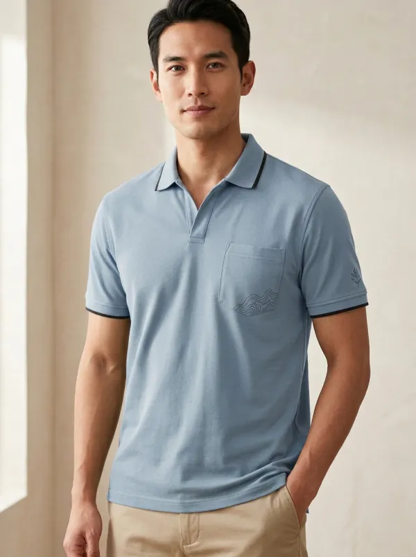 Outdoor-Inspired Topographic Men's Polo Shirt