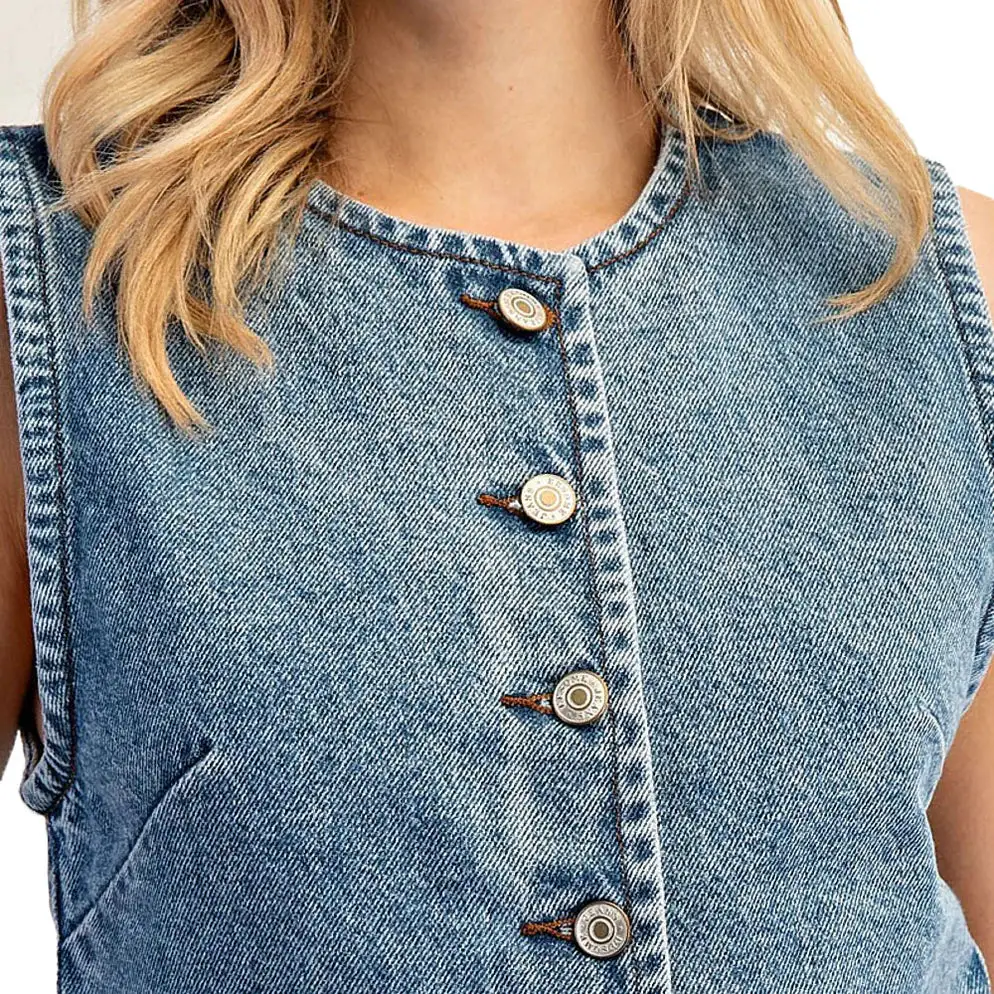Sleeveless Denim Vest Top