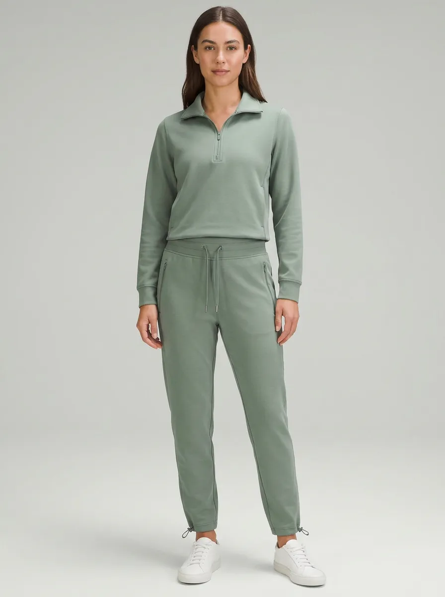 Women's Quarter Zip Pullover Sweatpants Set