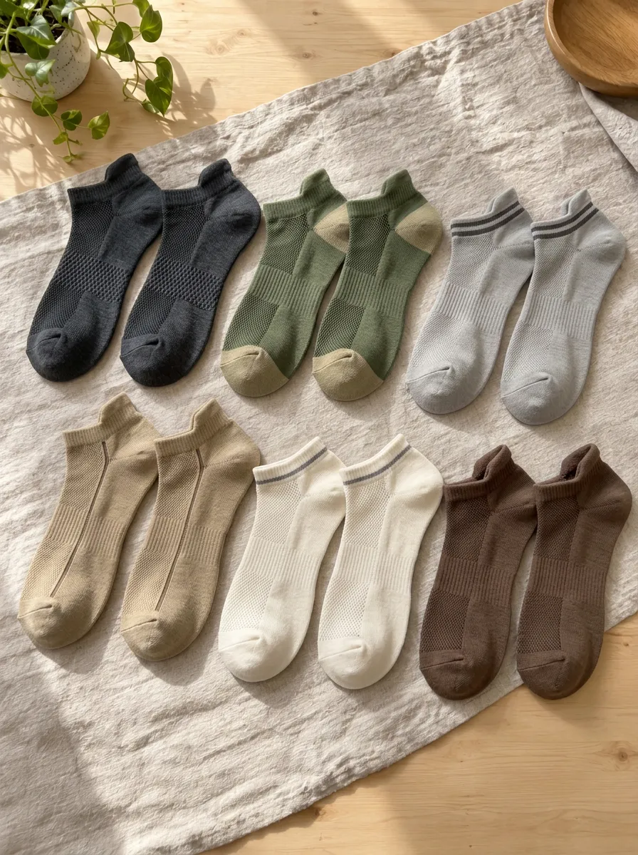 Men's Essential Core Breathable Mesh Ankle Socks Set