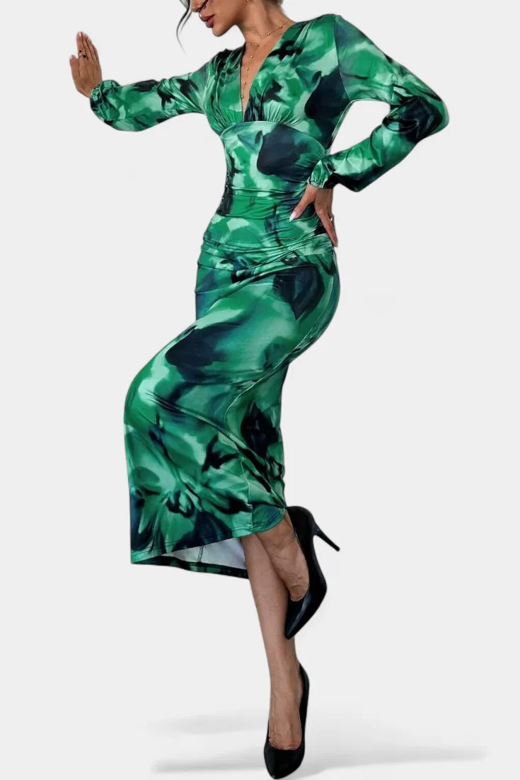 Gradient-Print Midi Dress