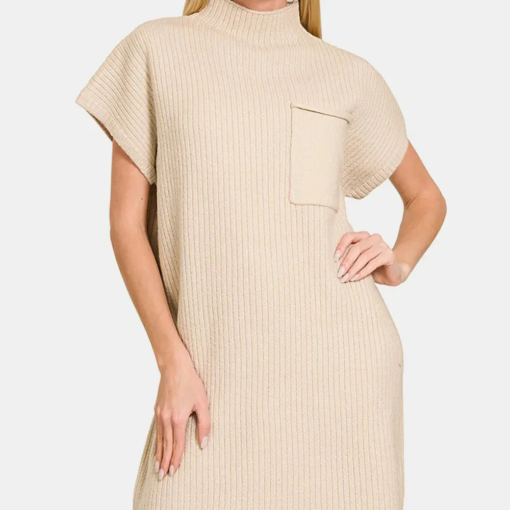 Refined Short Sleeve Sweater Mini Dress
