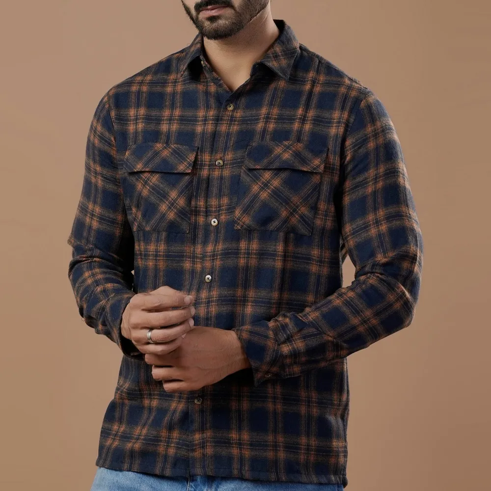 Men's Chambray Checked Casual Shirt