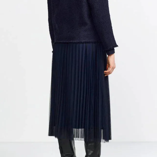 Tulle Pleated Midi Skirt