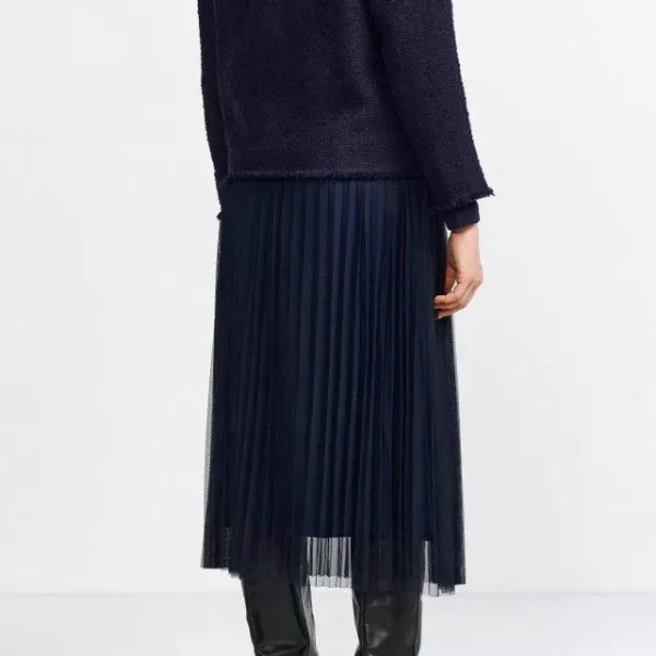 Tulle Pleated Midi Skirt