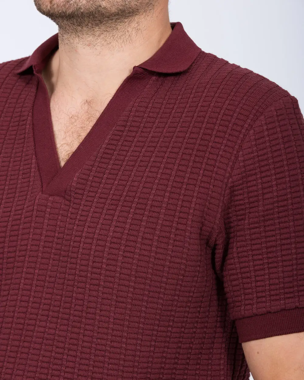 Easygoing Jacquard Open Collar Polo Shirt
