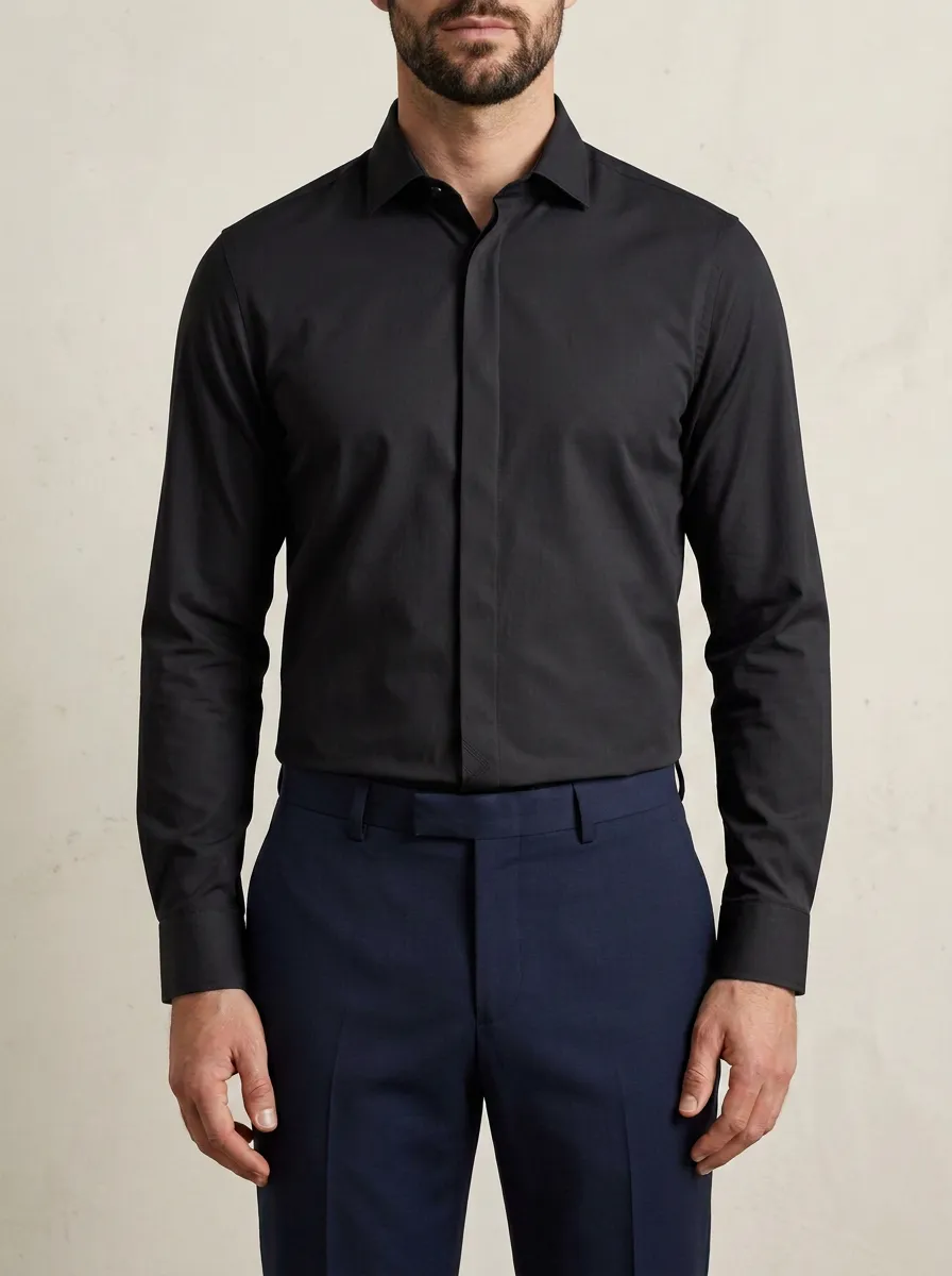 Men's Non-Iron Cotton Solid Light Grey Long Sleeve Dress Shirt