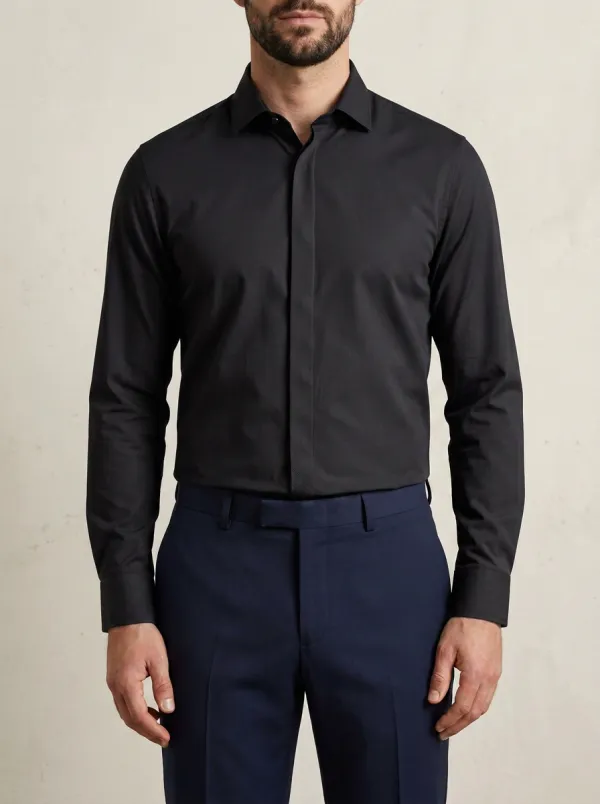 Men's Non-Iron Cotton Solid Light Grey Long Sleeve Dress Shirt