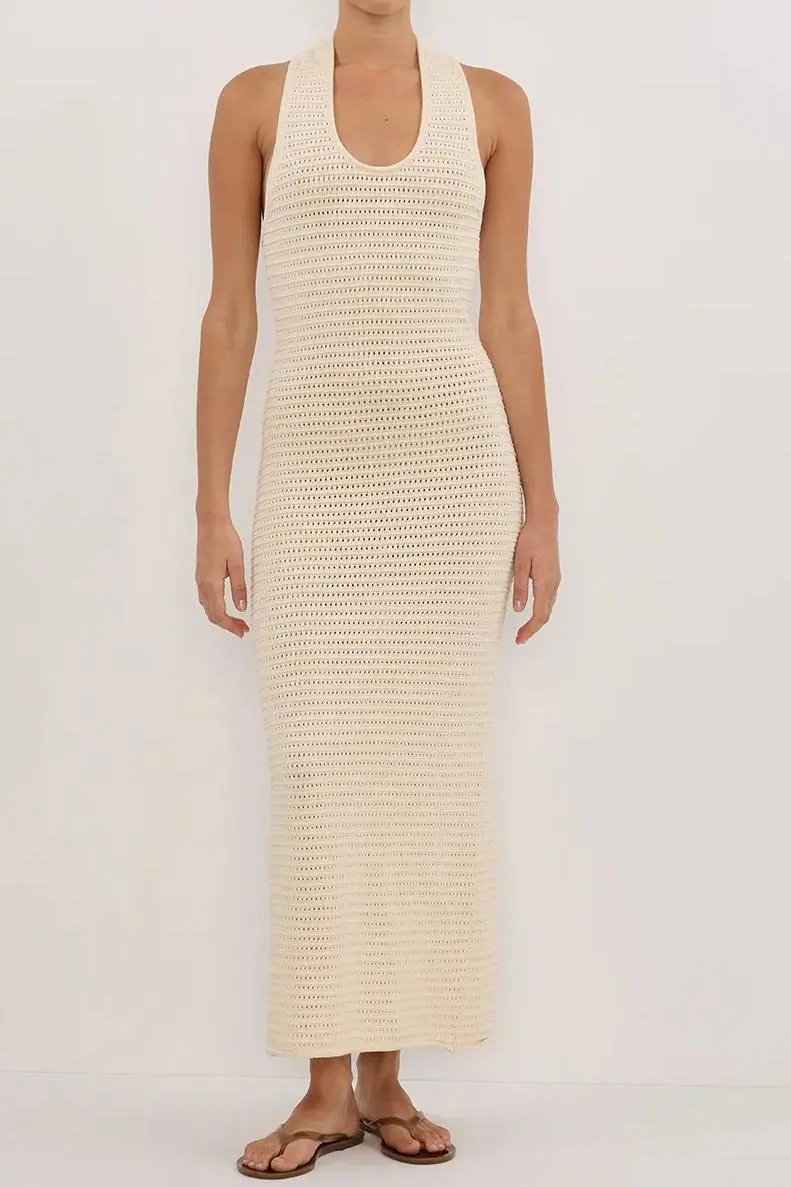 GINCREAM HALTER CROCHET DRESS