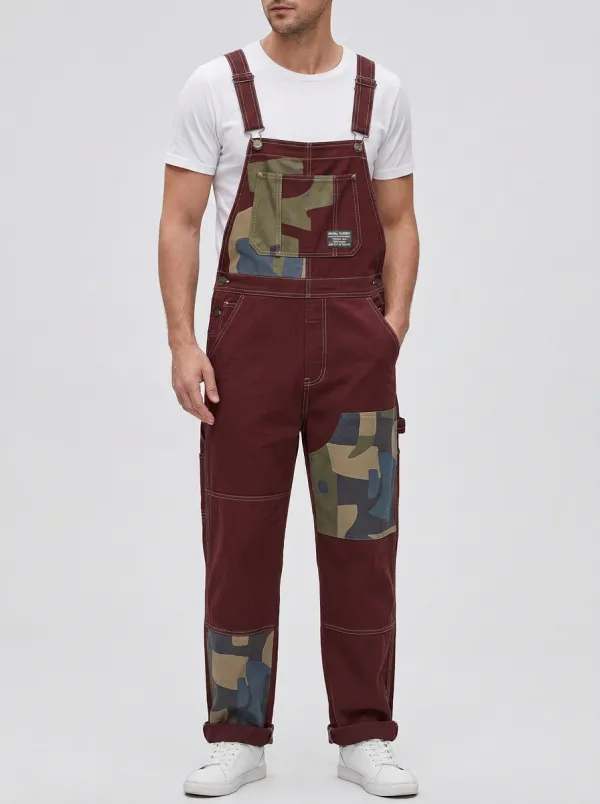 Camo Paneled Utility Overalls