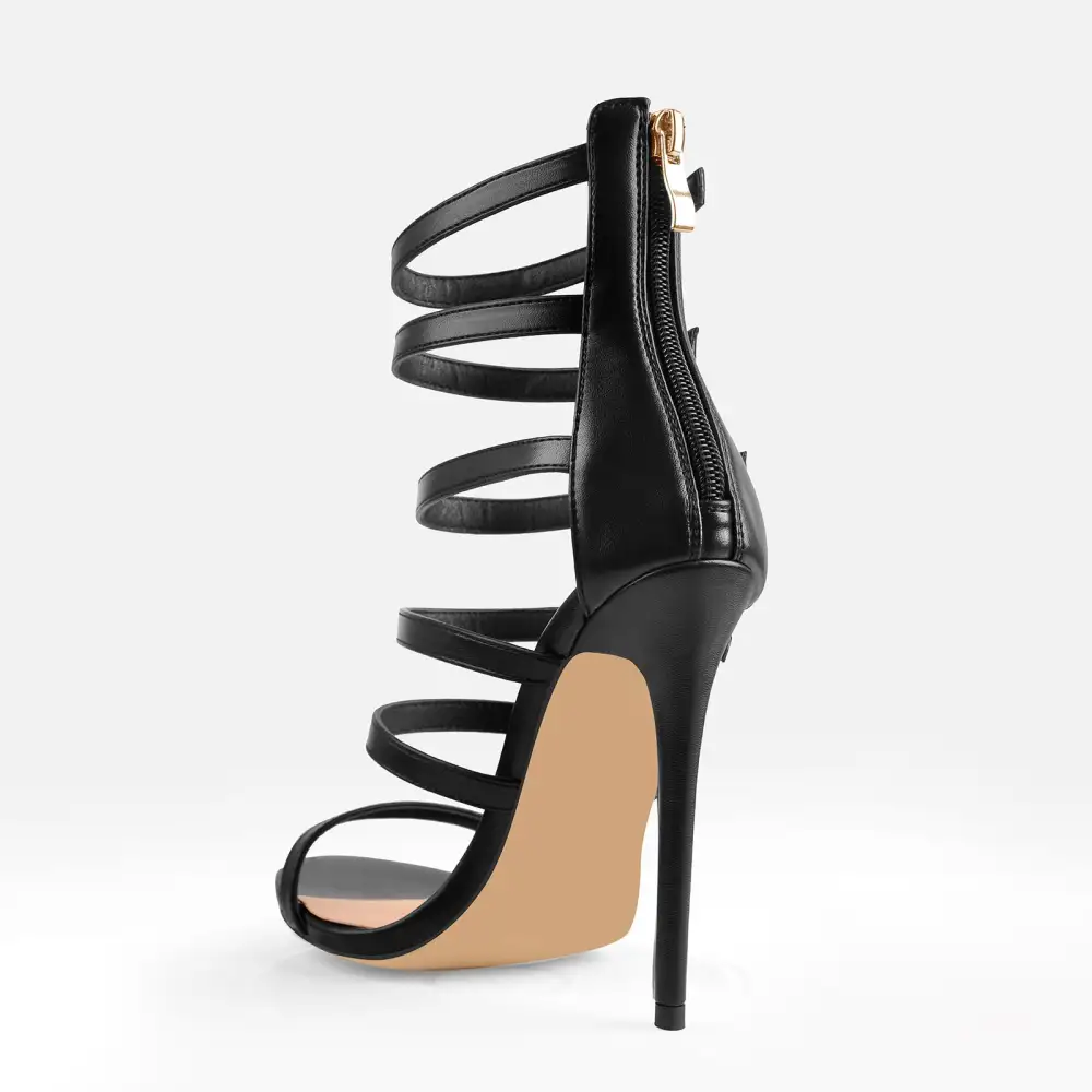Gladiator Open Toe Zip Stiletto Sandals