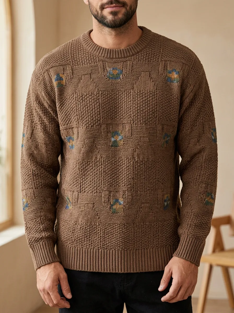 Men's Geometric Floral Sweater