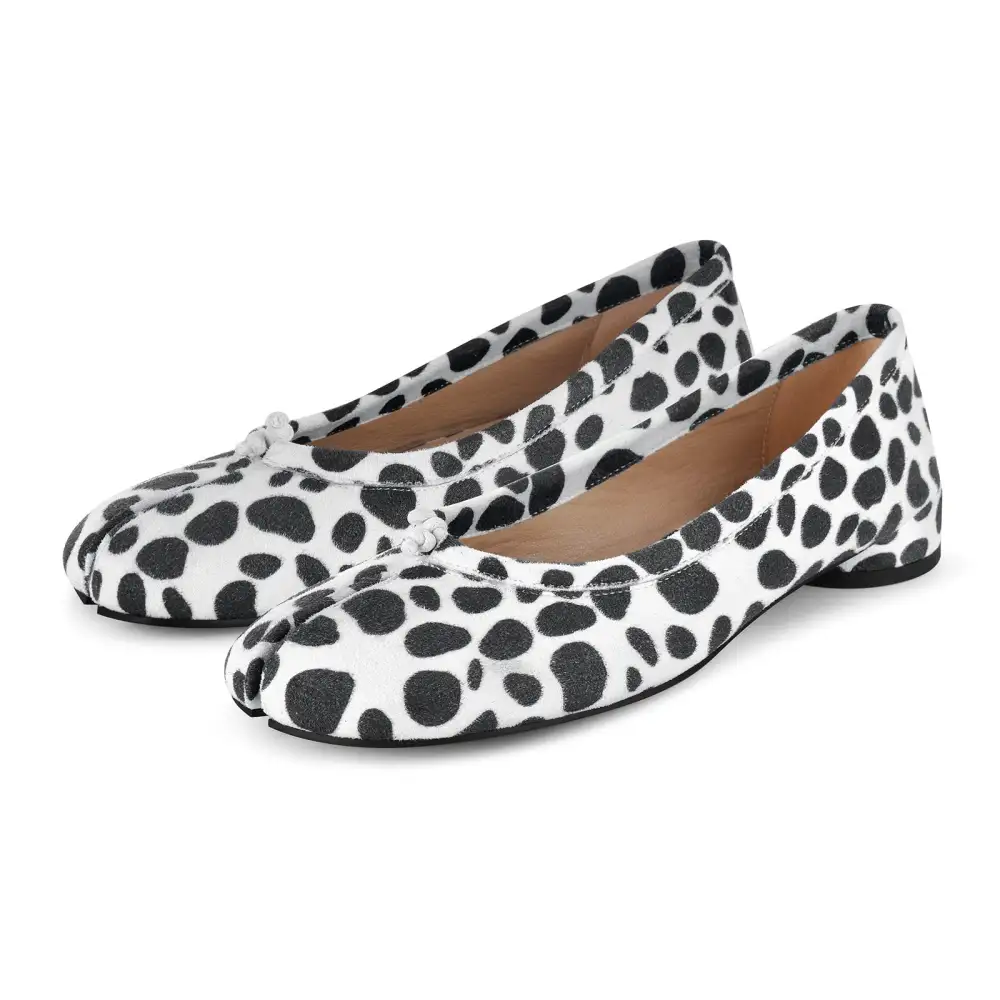 Polka Dot Round Toe Chunky Heel Pumps