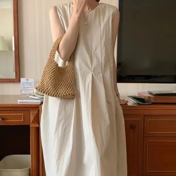 Sleeveless Pleated A-Line Dress