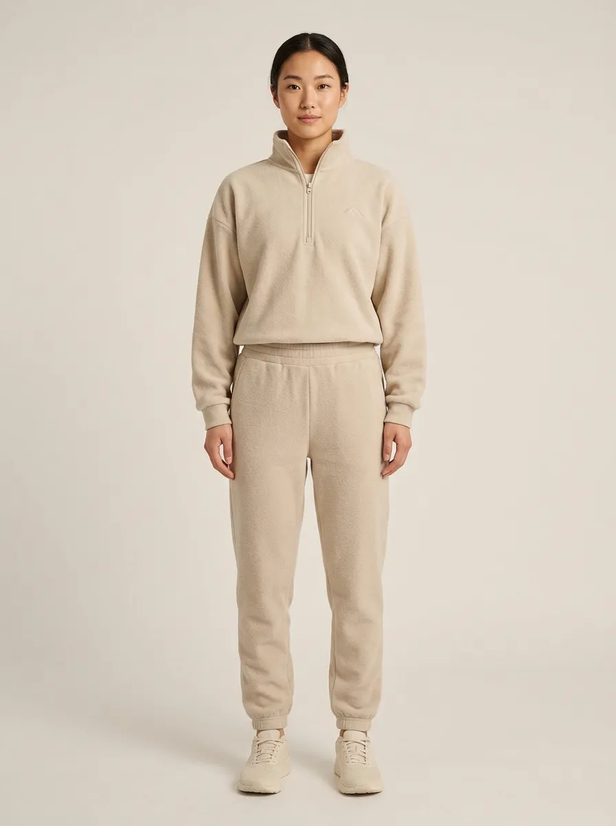 Women's Mountain Embroidered Quarter-Zip Fleece Jogger Set
