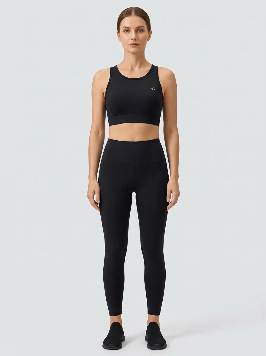 Women's Moon-Star-Embroidered Ribbed Sports Bra
