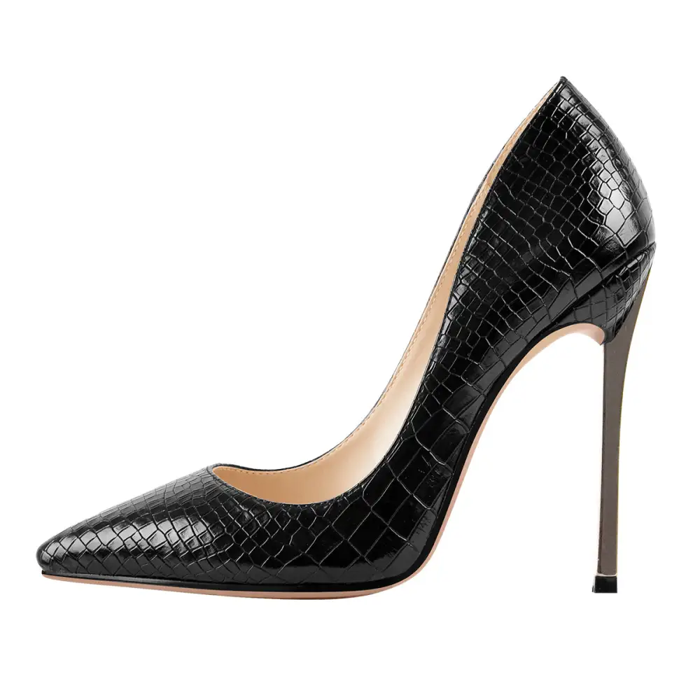 Modern Pointed Toe Metal Heel Pumps