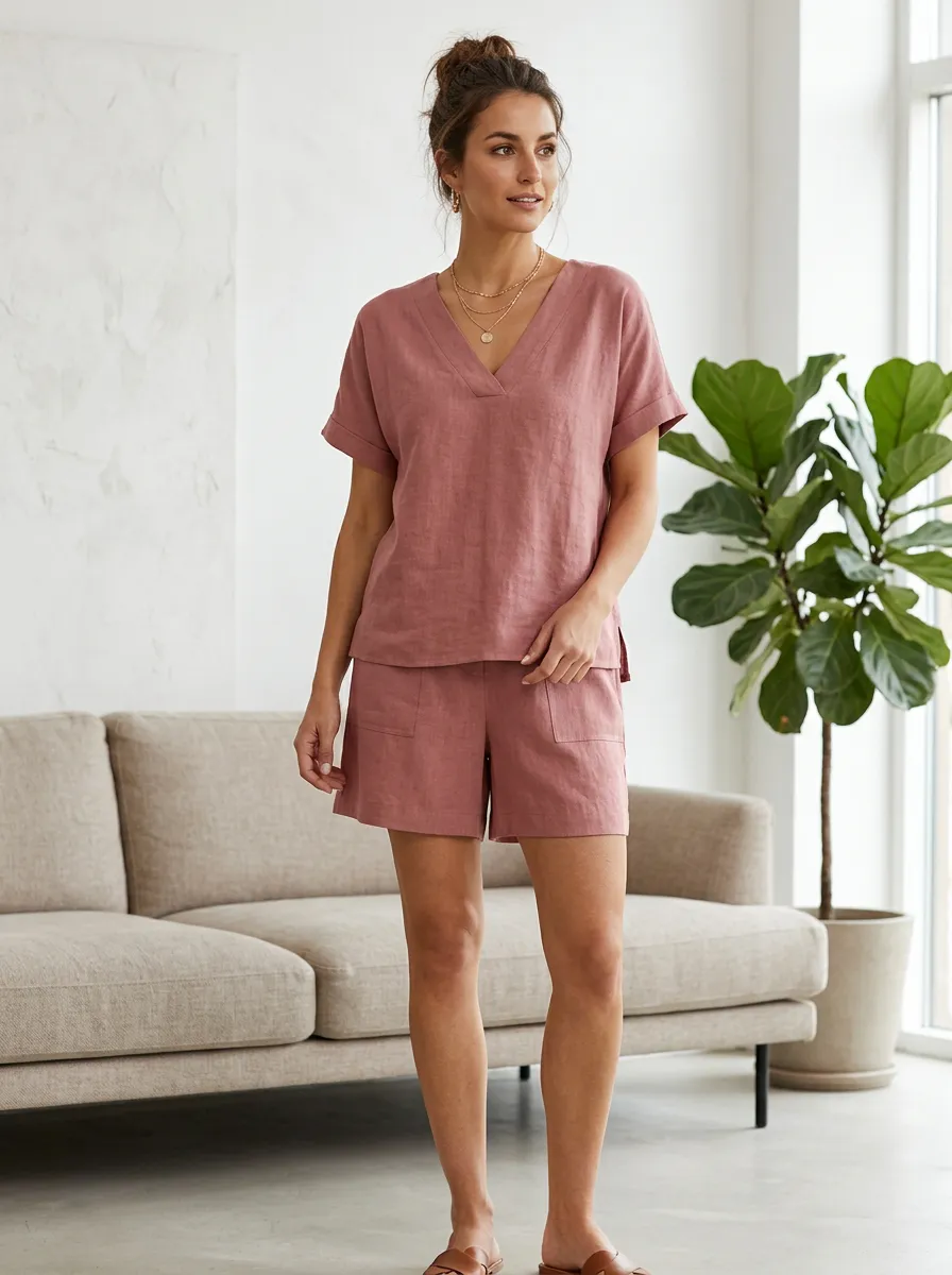 Refined Ribbed Women's V-Neck Shirt