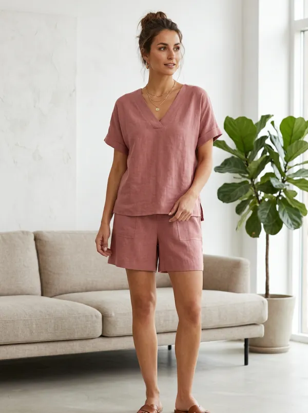 Refined Ribbed Women's V-Neck Shirt