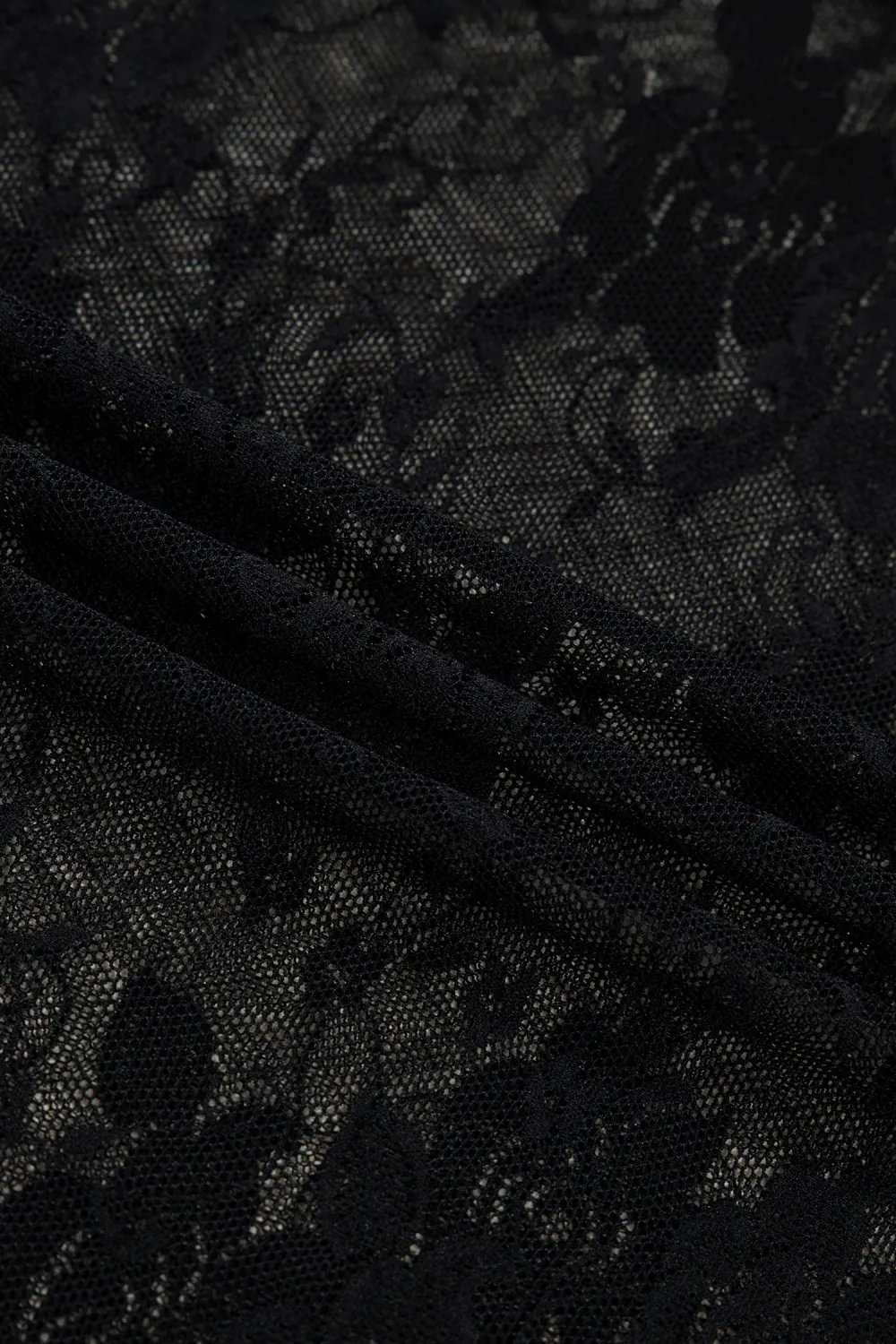 Black Floral Lace Mesh Short Sleeve Top