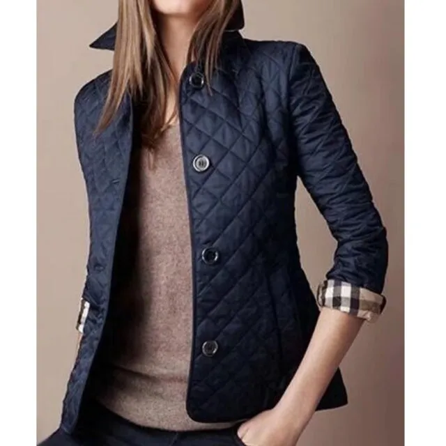 Checked Padded Button Front Jacket