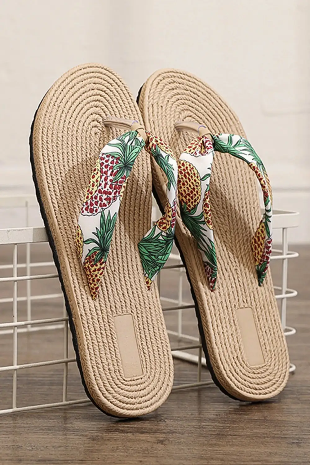 Pineapple Print Flip-Flop Sandals
