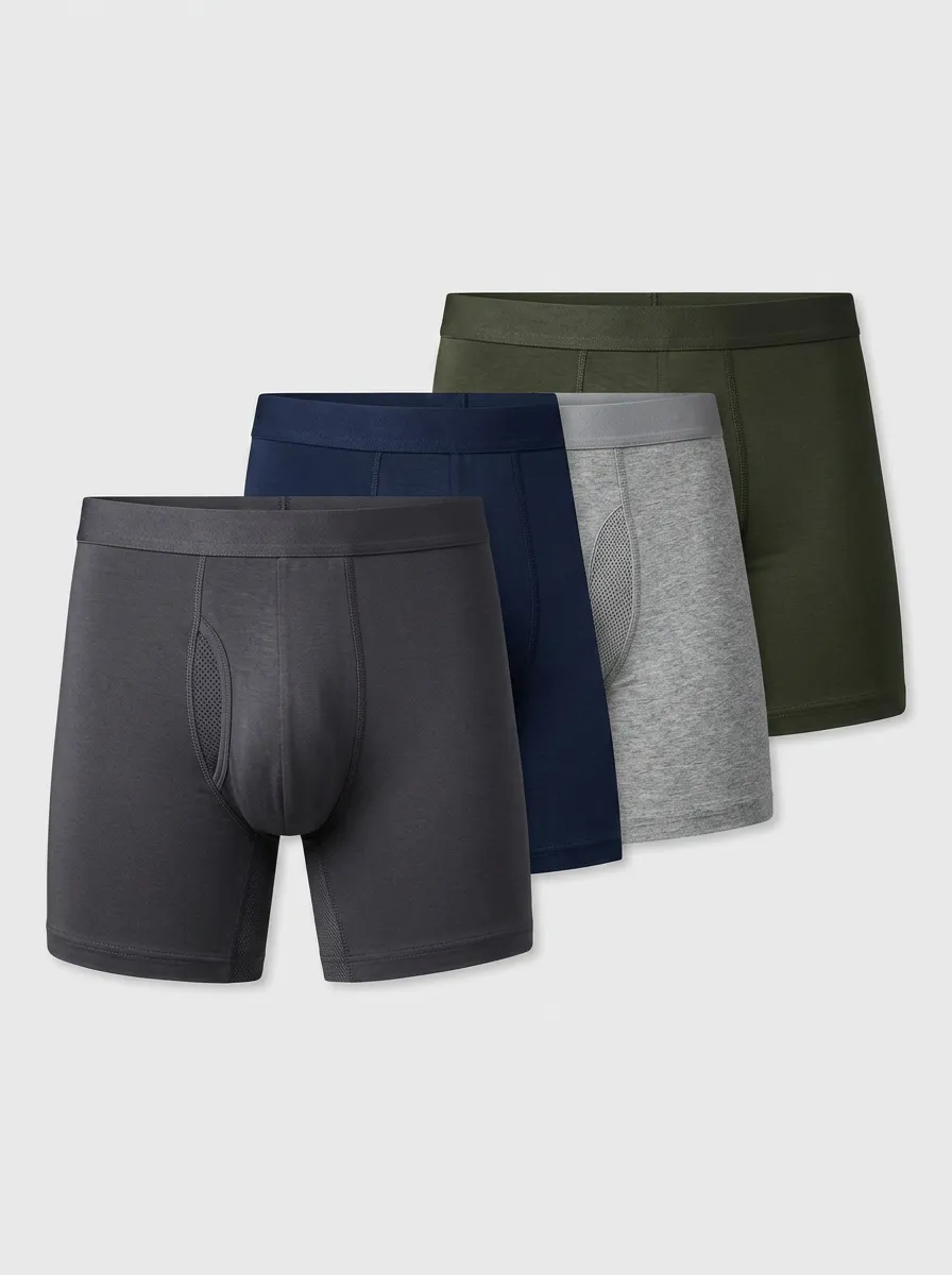 Men's Solid Basic Breathable Breathable Mesh 4-Pack Boxer Briefs