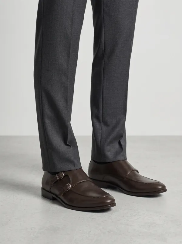 Men's Leather Double Monk Strap Dress Shoes