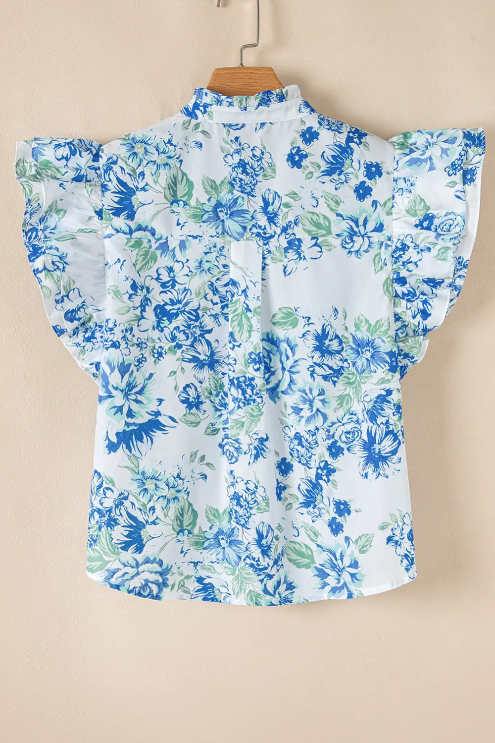 Floral Ruffled Button Front Shirt Blouse