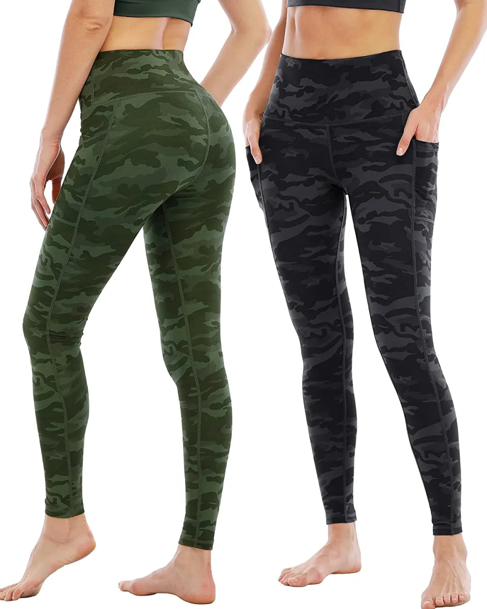 YOUNGCHARM 4 Pack Leggings with Pockets for Women,High Waist Tummy Control Workout Yoga Pants