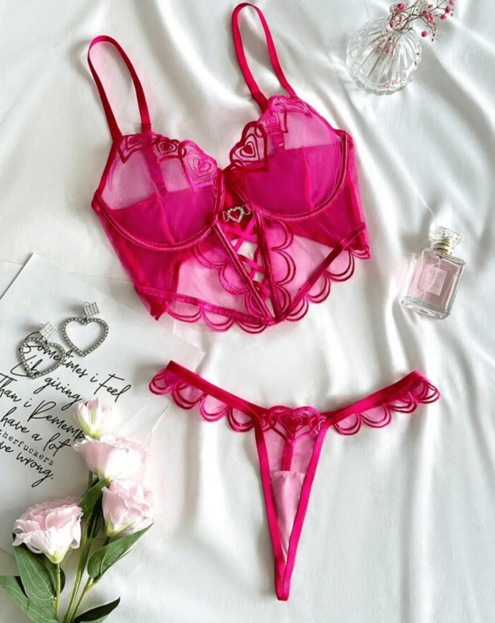 Heart Corset Lingerie Set