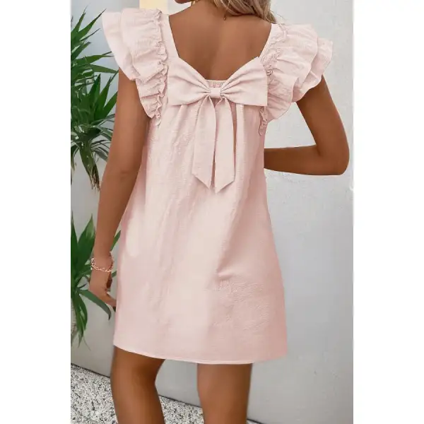 Ruffle Sleeve Bow Back Mini Dress