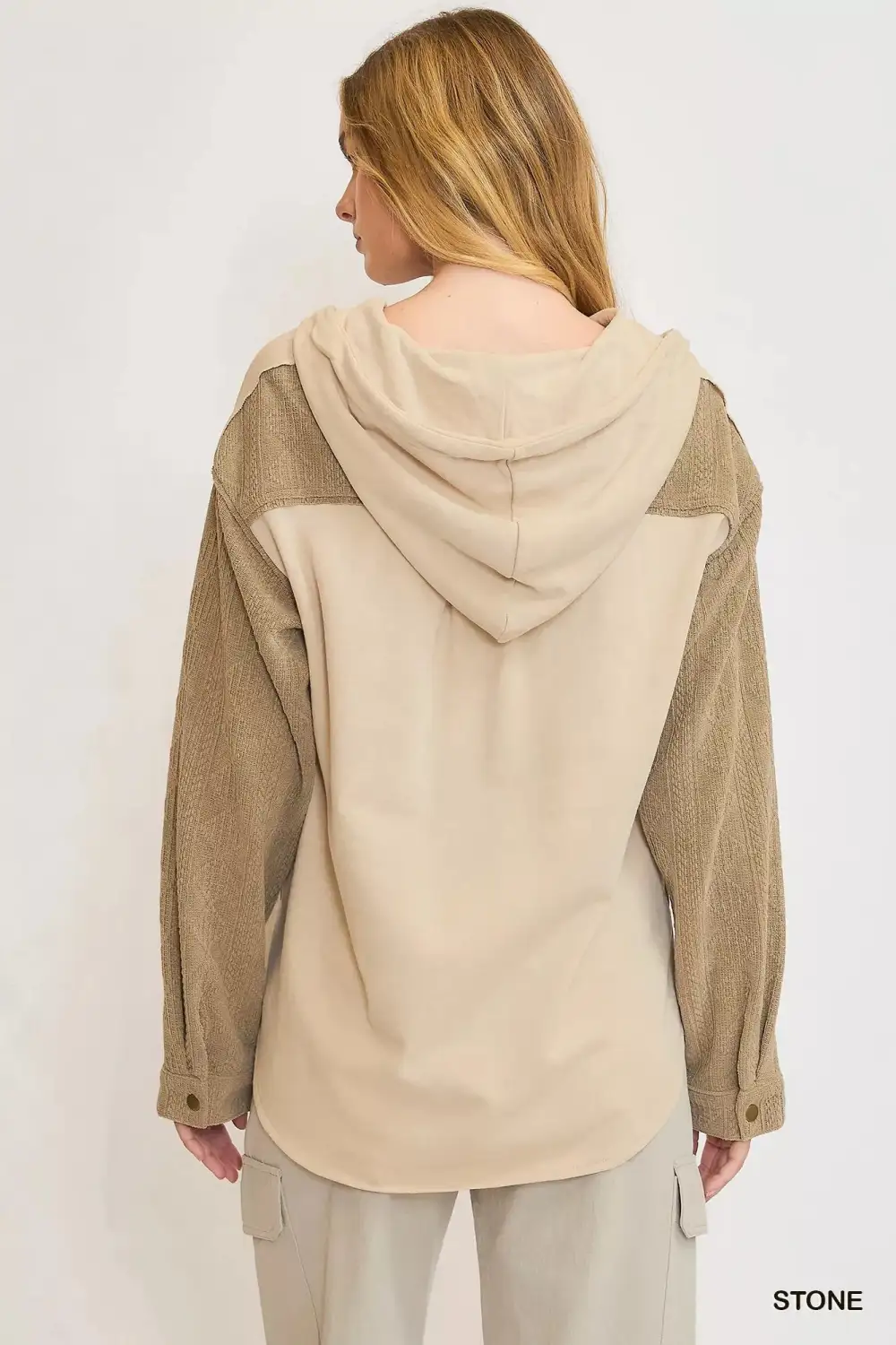 Textured Pocket Detail Washed Casual Shacket